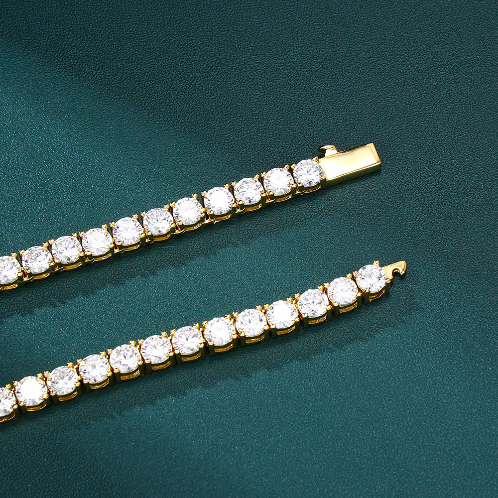 EMPIRE HOLLYWOOD テニスチェーン(ゴールド、シルバー)４点セット Tennis Chain Set 4mm - 18K Gold (ネックレス&ブレスレット) – EMPIRE