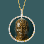 ギャラリービューアに画像を読み込み、Custom Photo Pendant - Wing Square (Gold)【無料ネックレス付属】