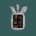 Load image into Gallery viewer, Custom Photo Pendant - Wing Square (White Gold)【無料ネックレス付属】