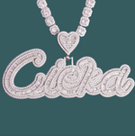 ギャラリービューアに画像を読み込み、Custom Letter Pendant - Heart Script Word (Gold,White Gold,Rose Gold)【無料ネックレス付属】