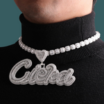 ギャラリービューアに画像を読み込み、Custom Letter Pendant - Heart Script Word (Gold,White Gold,Rose Gold)【無料ネックレス付属】