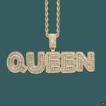 ギャラリービューアに画像を読み込み、Custom Letter Pendant - Baguette Block Word (Gold)【無料ネックレス付属】
