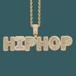 ギャラリービューアに画像を読み込み、Custom Letter Pendant - Baguette Block Word (Gold)【無料ネックレス付属】