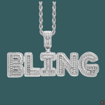 ギャラリービューアに画像を読み込み、Custom Letter Pendant - Baguette Block Word (White Gold)【無料ネックレス付属】