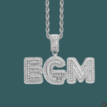 ギャラリービューアに画像を読み込み、Custom Letter Pendant - Baguette Block Word (White Gold)【無料ネックレス付属】