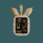 ギャラリービューアに画像を読み込み、Custom Photo Pendant - Wing Square (Gold)【無料ネックレス付属】