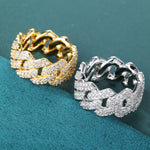 ギャラリービューアに画像を読み込み、Diamond Prong Cuban Ring - 11mm (White Gold)