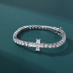 Load image into Gallery viewer, Cross Point Tennis Bracelet - 4mm (White Gold)