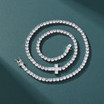 ギャラリービューアに画像を読み込み、Cross Point Tennis Necklace - 4mm (White Gold)