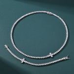 Load image into Gallery viewer, Cross Point Tennis Bracelet - 4mm (White Gold)