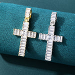 ギャラリービューアに画像を読み込み、Ice Bar Cross Pendant - (18K Gold)【無料ネックレス付属】