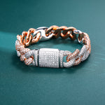 Load image into Gallery viewer, Gucci Cuban Bracelet -15mm (2Tone White/Rose Gold)