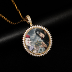 ギャラリービューアに画像を読み込み、Custom Photo Pendant - Diamond Round (Gold)【無料ネックレス付属】