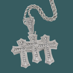 Load image into Gallery viewer, Holy Triple Cross Pendant - (White Gold)【無料ネックレス付属】