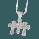 Load image into Gallery viewer, Holy Triple Cross Pendant - (White Gold)【無料ネックレス付属】