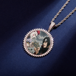 ギャラリービューアに画像を読み込み、Custom Photo Pendant - Diamond Round (White Gold)【無料ネックレス付属】