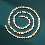 ギャラリービューアに画像を読み込み、Tennis Chain Set 4mm - 18K Gold (ネックレス&ブレスレット)