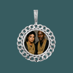 Load image into Gallery viewer, Custom Photo Pendant - Cuban Round (White Gold)【無料ネックレス付属】