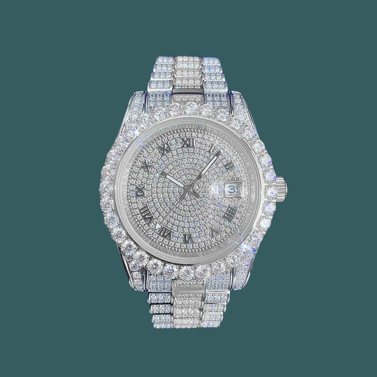 Moissanite】Ice Out Roman Watch – EMPIRE HOLLYWOOD