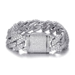 Load image into Gallery viewer, Prong Cuban Bracelet - 19mm (White Gold)