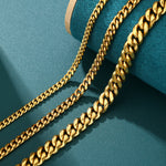 ギャラリービューアに画像を読み込み、Cuban Chain Bracelet- 4mm〜8mm (Gold)