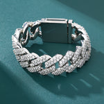 Load image into Gallery viewer, Prong Cuban Bracelet - 19mm (White Gold)
