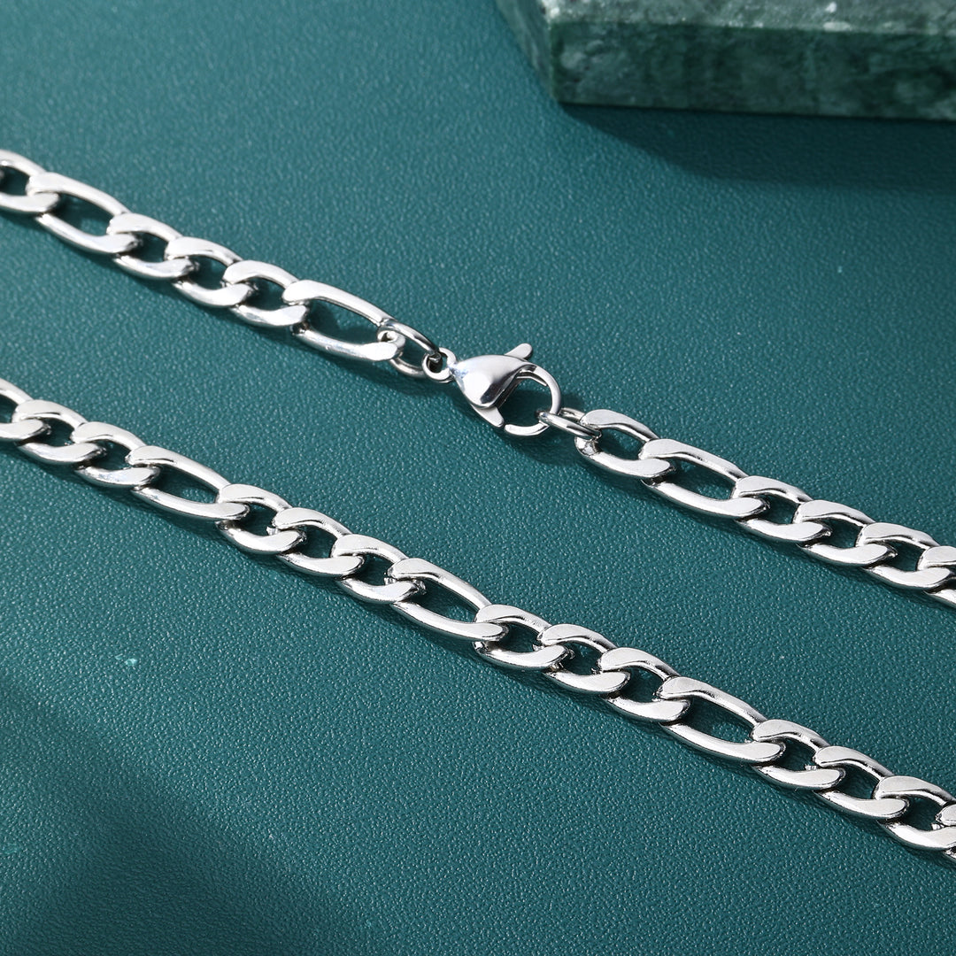 Figaro Link Chain - 4mm〜7mm (White Gold)