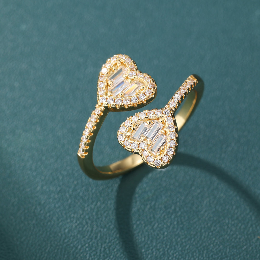 Eternal Duo Heart Ring - 17mm (18K Gold)