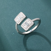 Gem Double Charm Ring - 16mm (White Gold)