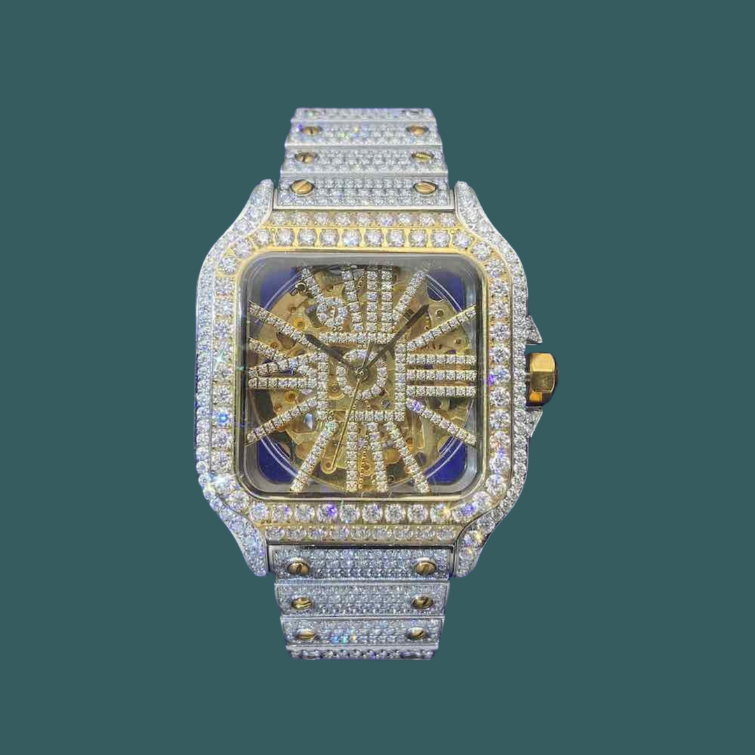 【Moissanite】Ice Out Skeleton Watch