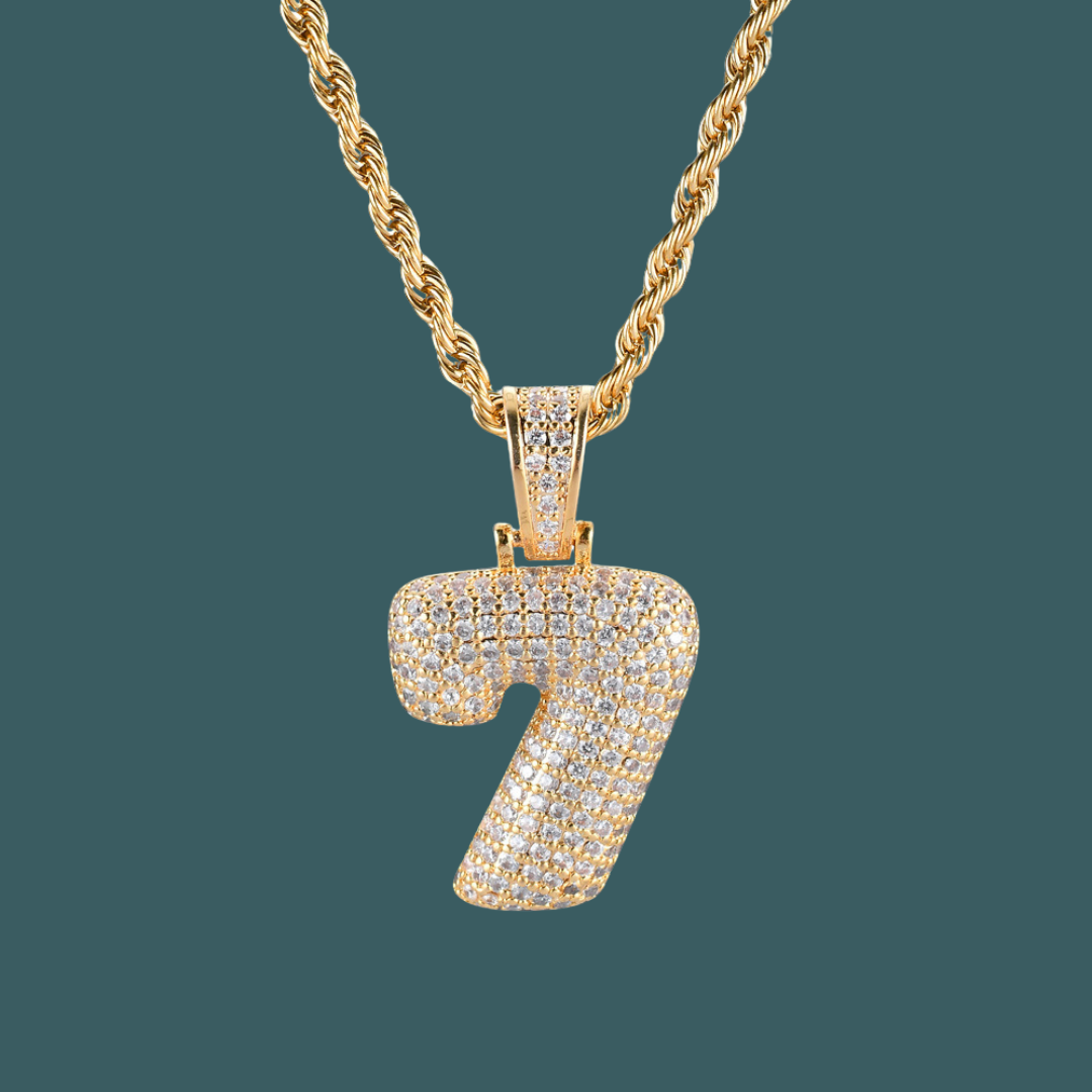 Custom Number Pendant - Bubble Initial【無料ネックレス付属】