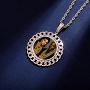 Custom Photo Pendant - Cuban Round (White Gold)【無料ネックレス付属】