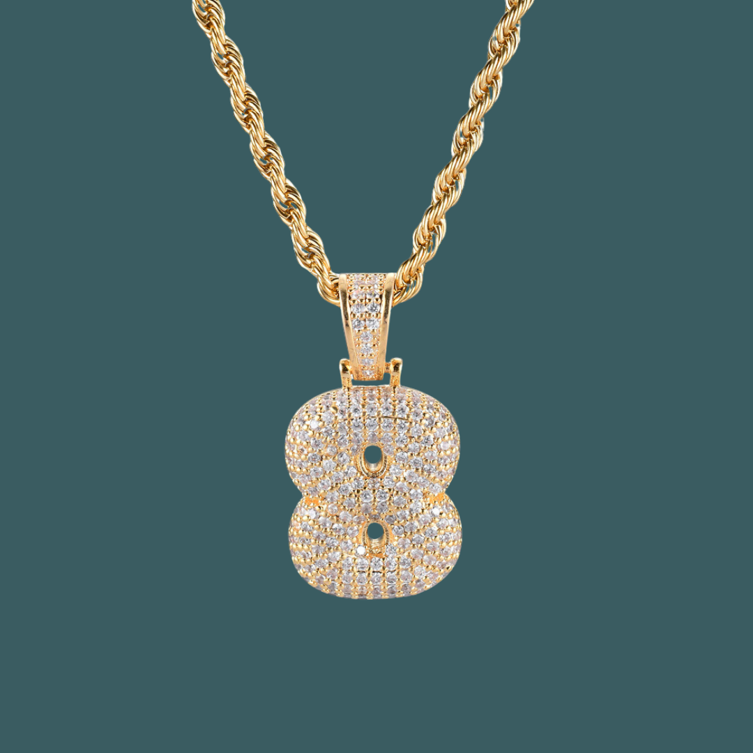 Custom Number Pendant - Bubble Initial【無料ネックレス付属】