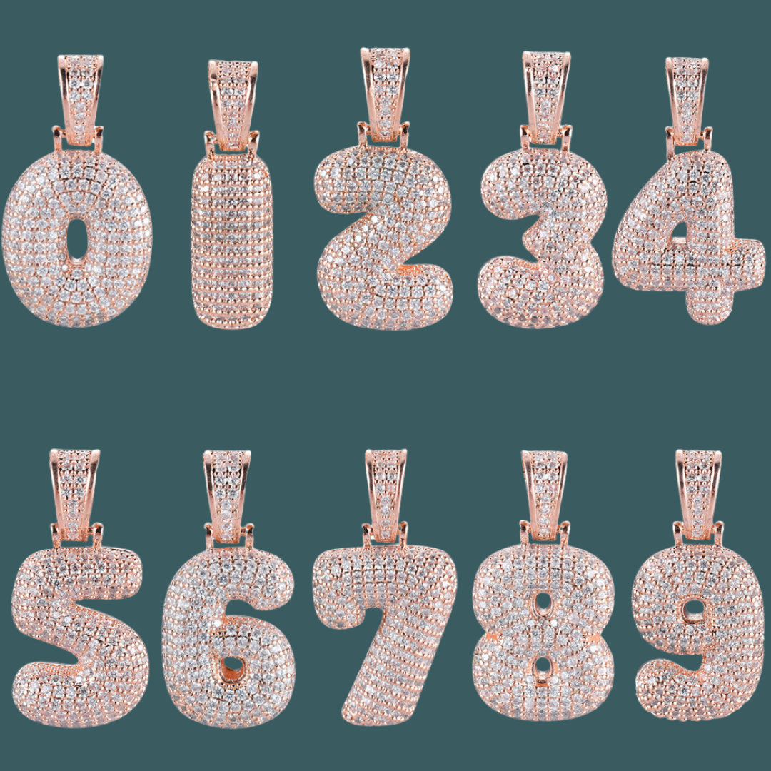 Custom Number Pendant - Bubble Initial【無料ネックレス付属】
