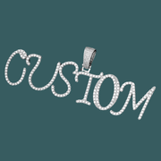 Custom Letter Pendant - Script Model (White Gold)【無料ネックレス付属】