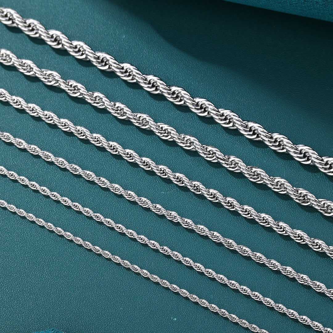 Rope Chain - 2mm〜6mm (White Gold)