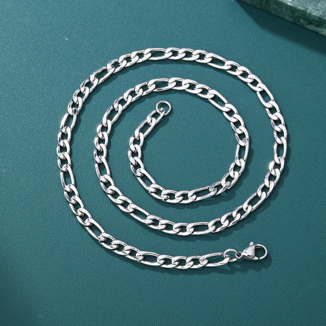 Figaro Link Chain - 4mm〜7mm (White Gold)