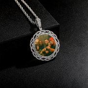 Custom Photo Pendant - Thorn Round (White Gold)【無料ネックレス付属】