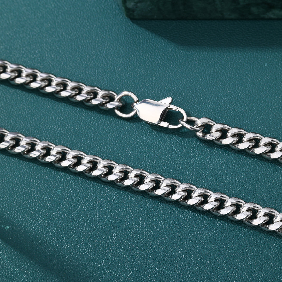 Cuban Chain - 4mm〜8mm (White Gold)