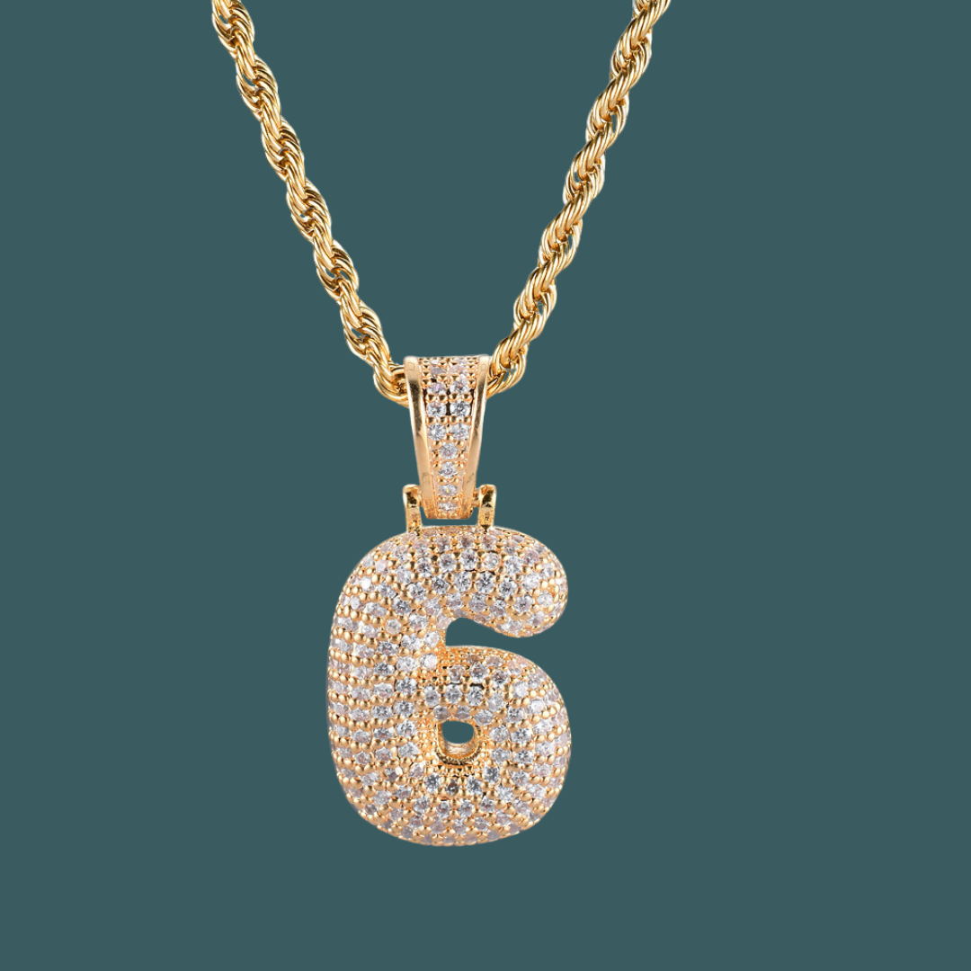 Custom Number Pendant - Bubble Initial【無料ネックレス付属】