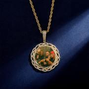 Custom Photo Pendant - Thorn Round (Gold)【無料ネックレス付属】