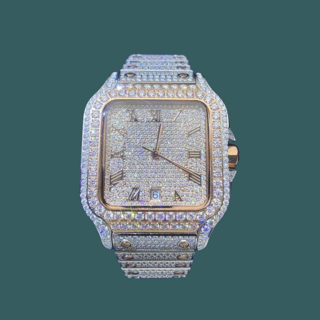 【Moissanite】Ice Out Square Watch