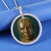 Custom Photo Pendant - Masked Gold (White Gold)【無料ネックレス付属】