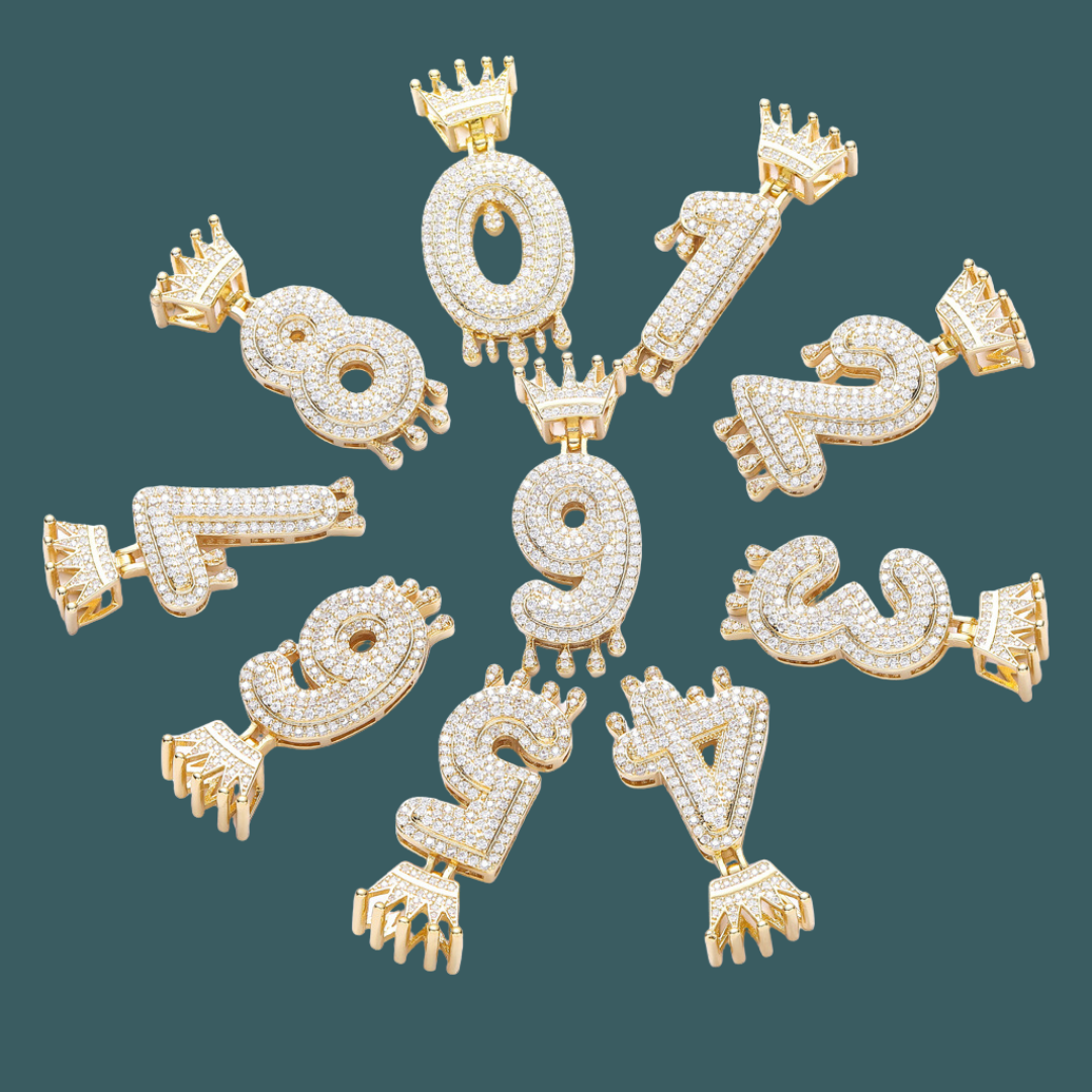 Custom Number Pendant - Royal Initial【無料ネックレス付属】