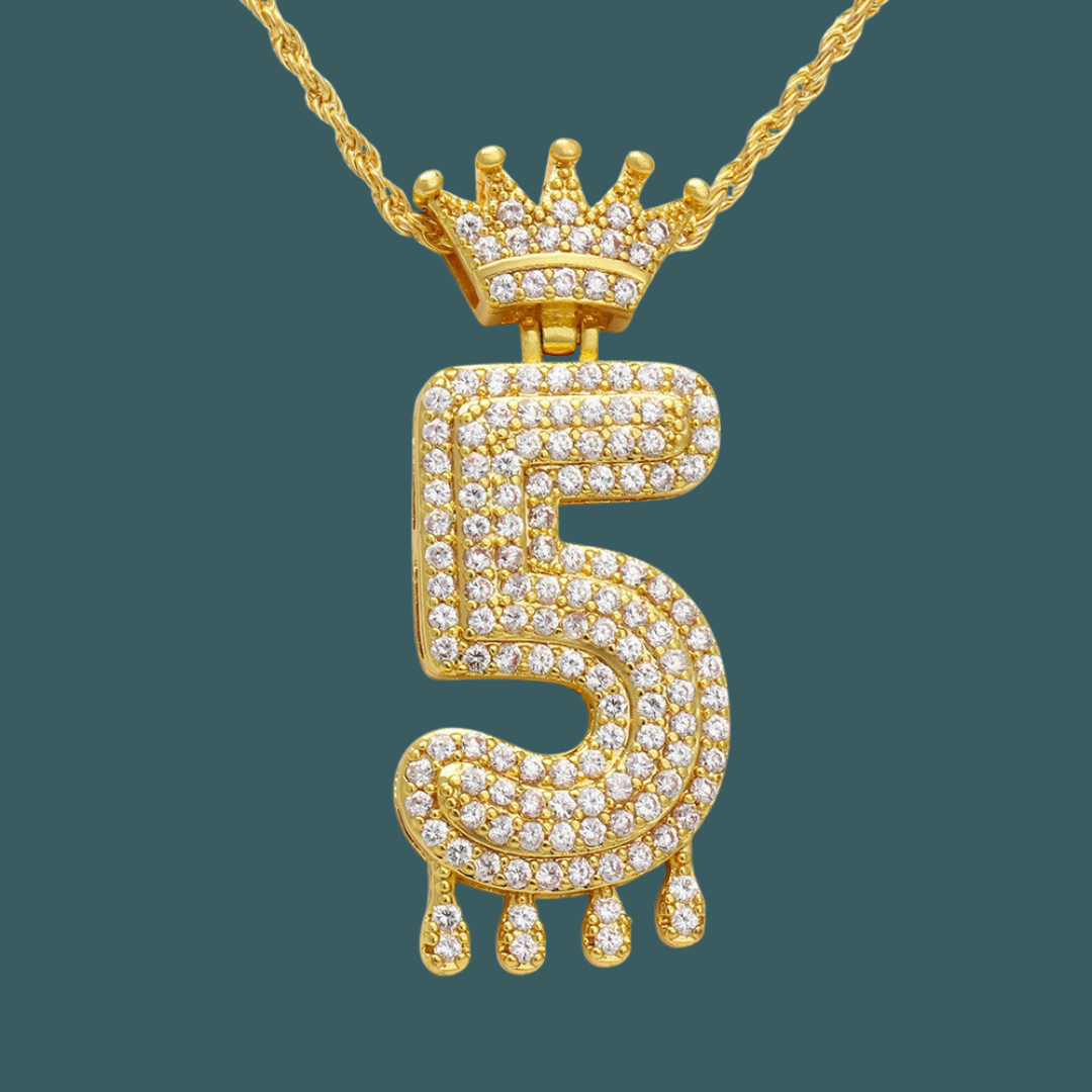 Custom Number Pendant - Royal Initial【無料ネックレス付属】