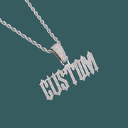 Custom Letter Pendant - Gothic Word (White Gold)【無料ネックレス付属】