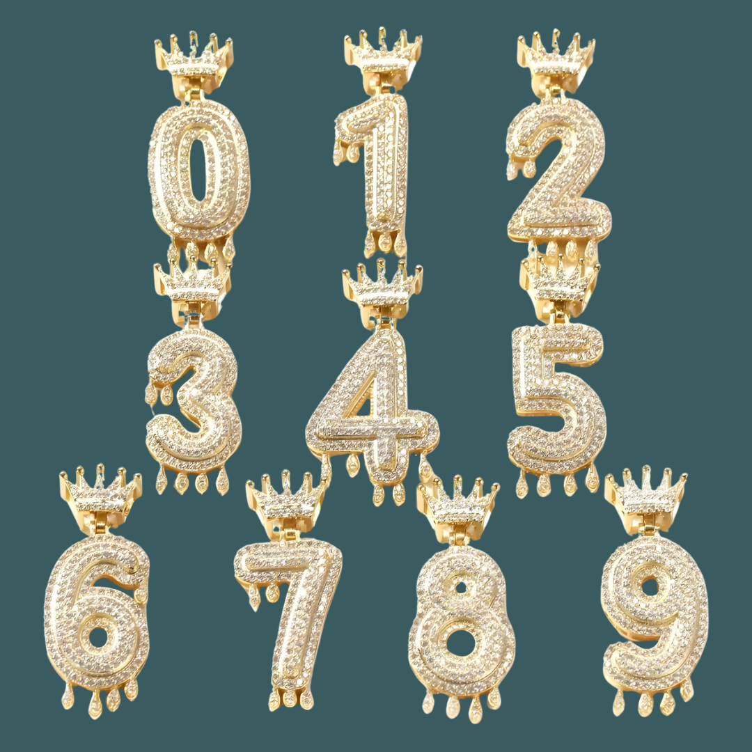 Custom Number Pendant - Royal Initial【無料ネックレス付属】