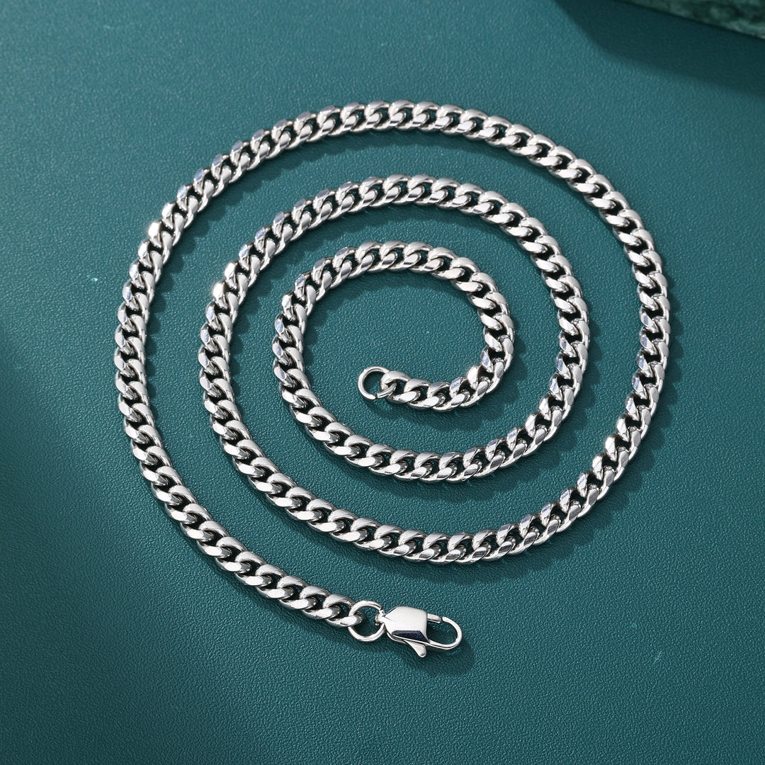 Cuban Chain - 4mm〜8mm (White Gold)