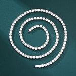 ギャラリービューアに画像を読み込み、Tennis Chain Set 4mm - White Gold (ネックレス&amp;ブレスレット)
