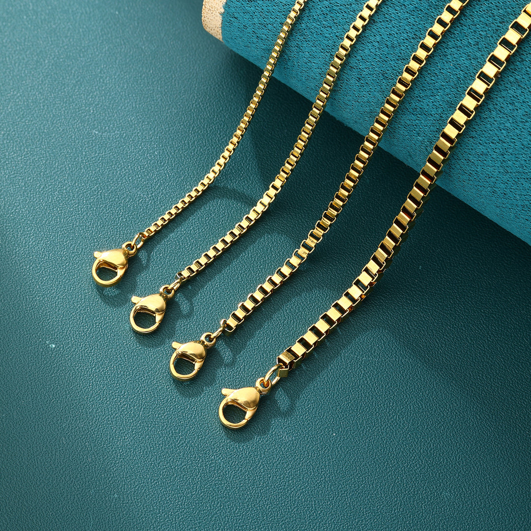 Box Link Chain - 1.5mm〜3mm (Gold)